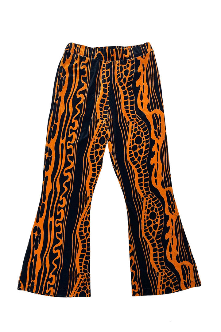 evening primrose velor flare pants black/orange
