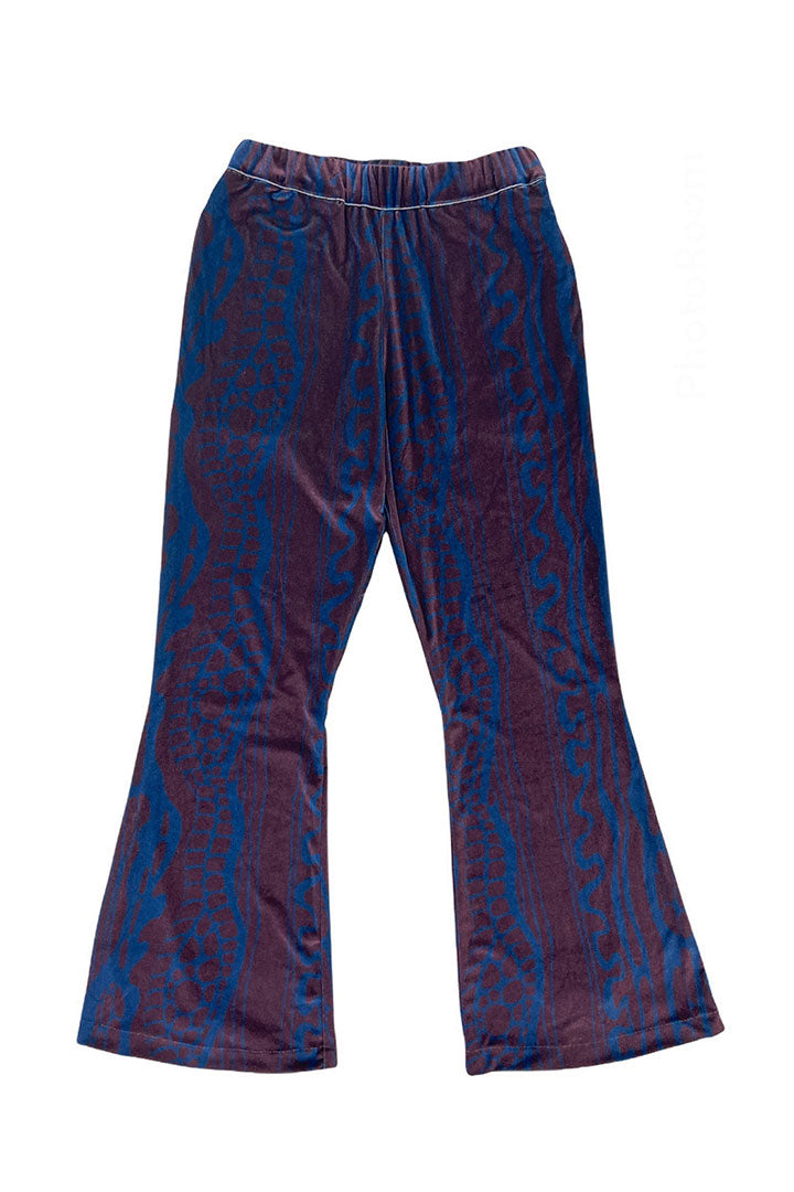 evening primrose velor flare pants navy/purple