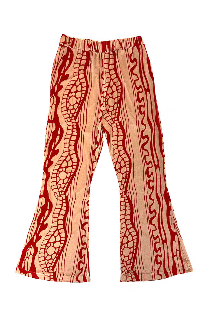 evening primrose velor flare pants red/beige