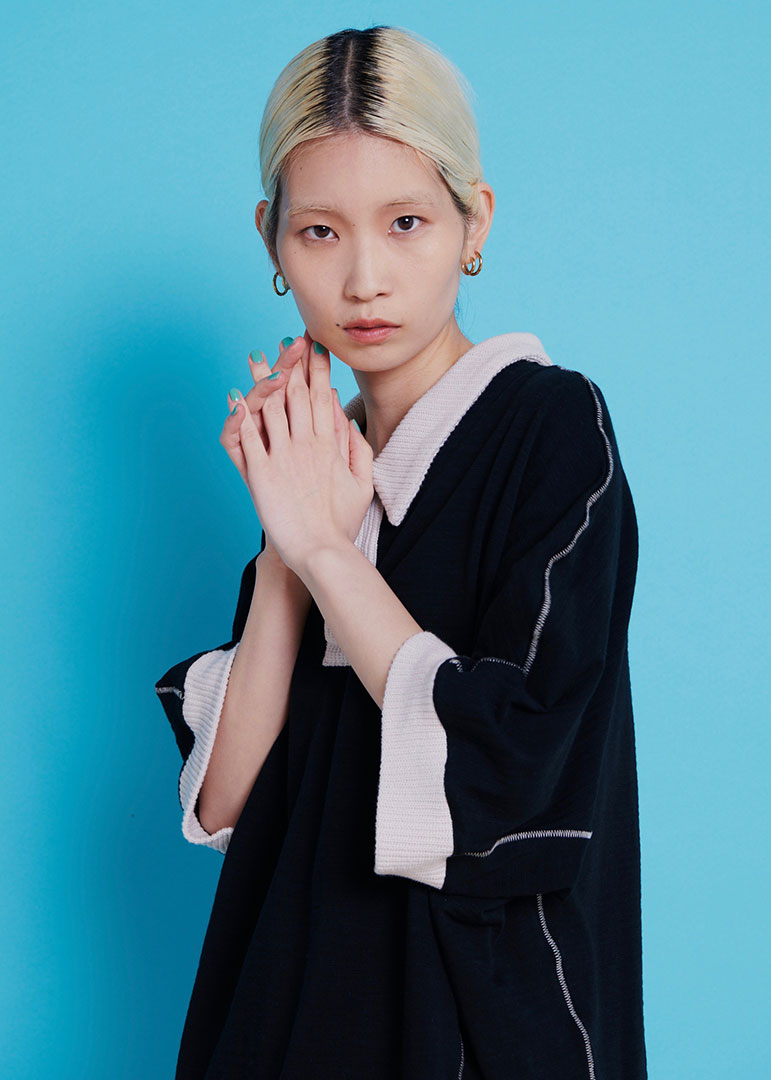Rib collar shirt Black