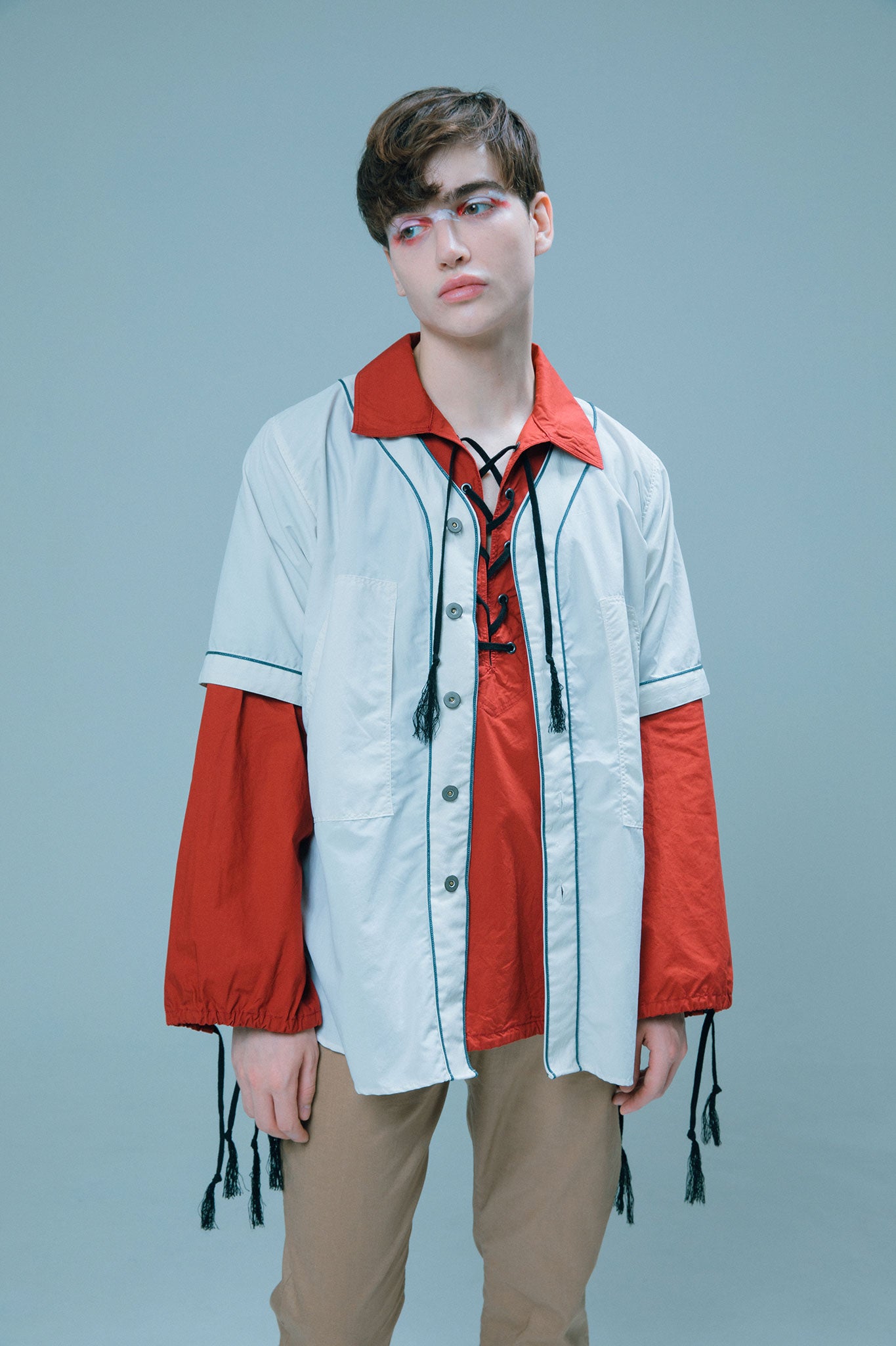 LACE UP SHIRT red