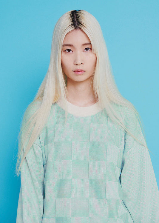 Check knit Mint green