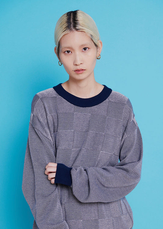 Check knit Navy